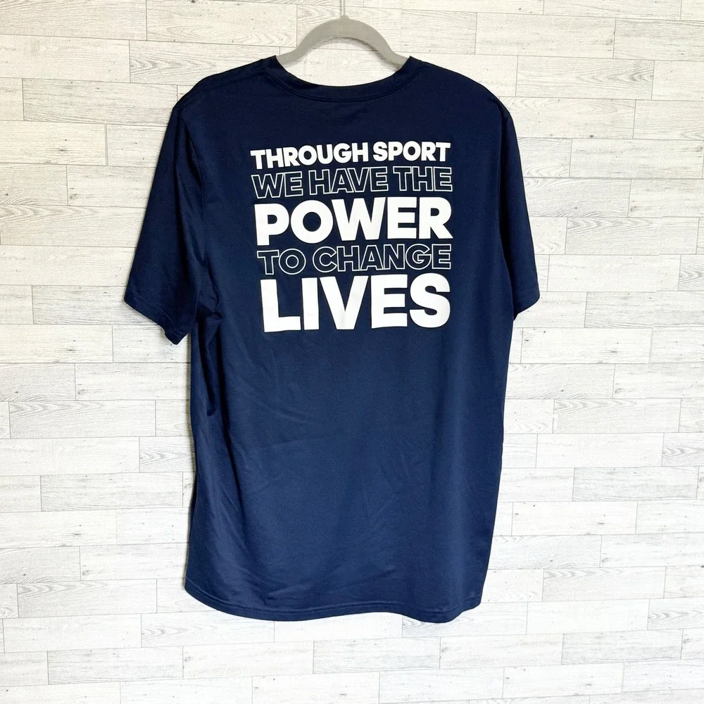 Adidas Navy Blue T Shirt XL Mens Active Power‎ to Change Lives Graphic Print